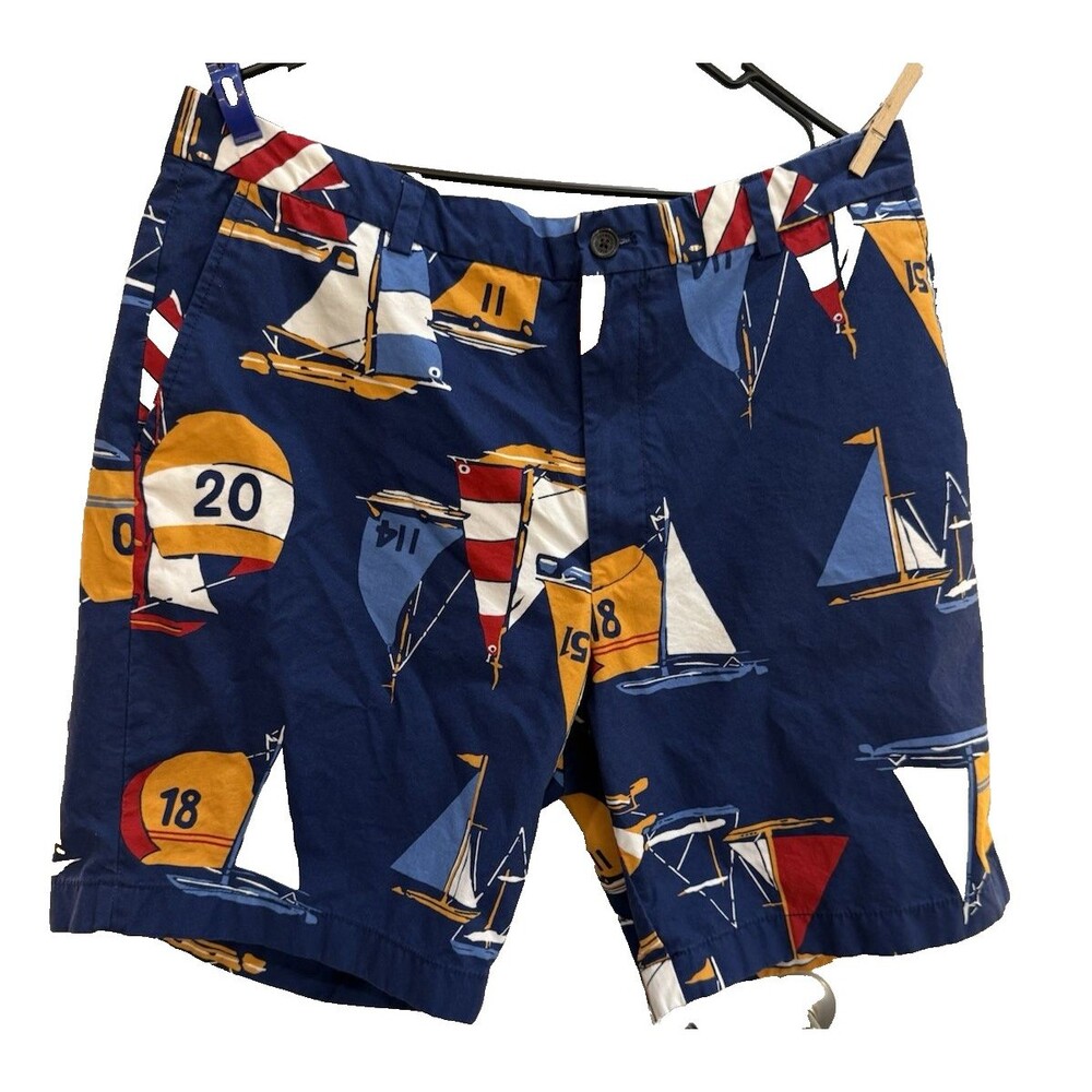 Brooks Brothers Shorts Mens Sz 42 Bermuda Sailing Sailboat Pattern 9" Inseam